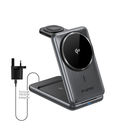 Magic-Pro ProMini MagW3S 25W Qi2認證•三合一可摺疊無線快充座 連火牛