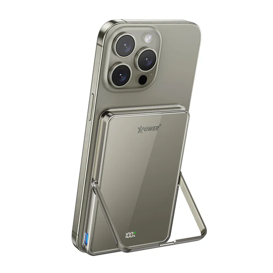 XPower M5K2 5合1鋅合金支架數顯 5000mAh PD3.0+QI2 磁吸移動電源
