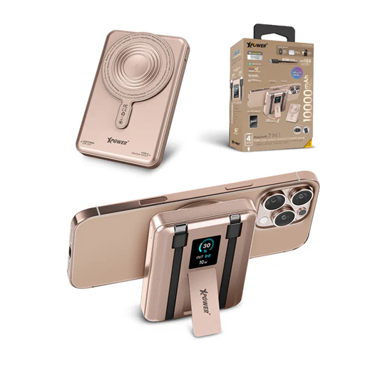 XPower MagSwift 7合1多功能數顯10000mAh Type-C PD/Lightning雙內置線+磁吸PD3.0無線移動電源