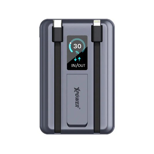 XPower MagSwift 7合1多功能數顯10000mAh Type-C PD/Lightning雙內置線+磁吸PD3.0無線移動電源