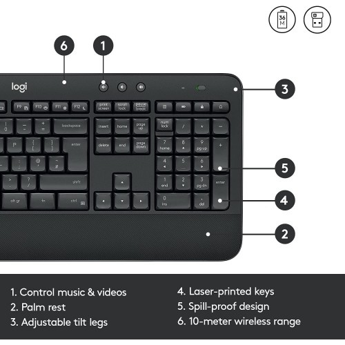 Logitech MK545 Wireless Keyboard and Mouse 無線鍵盤滑鼠組合 附中文字碼 香港行貨