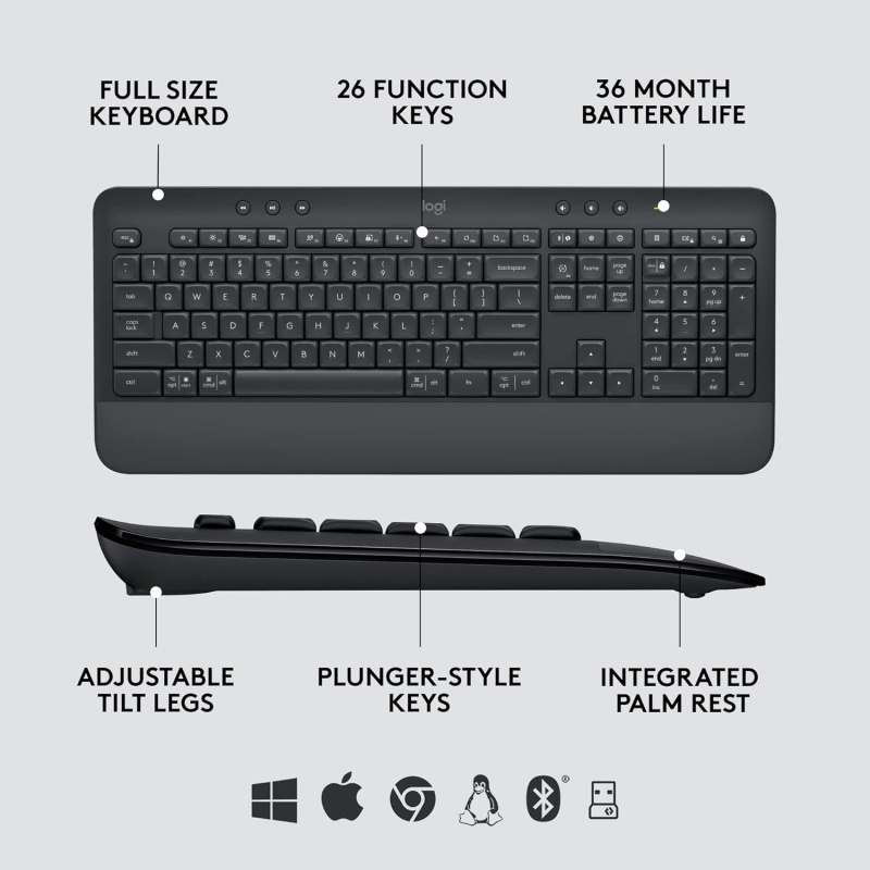 Logitech Signature MK650 Bluetooth Wireless Keyboard and Mouse 商務無線藍牙滑鼠鍵盤組合 香港行貨