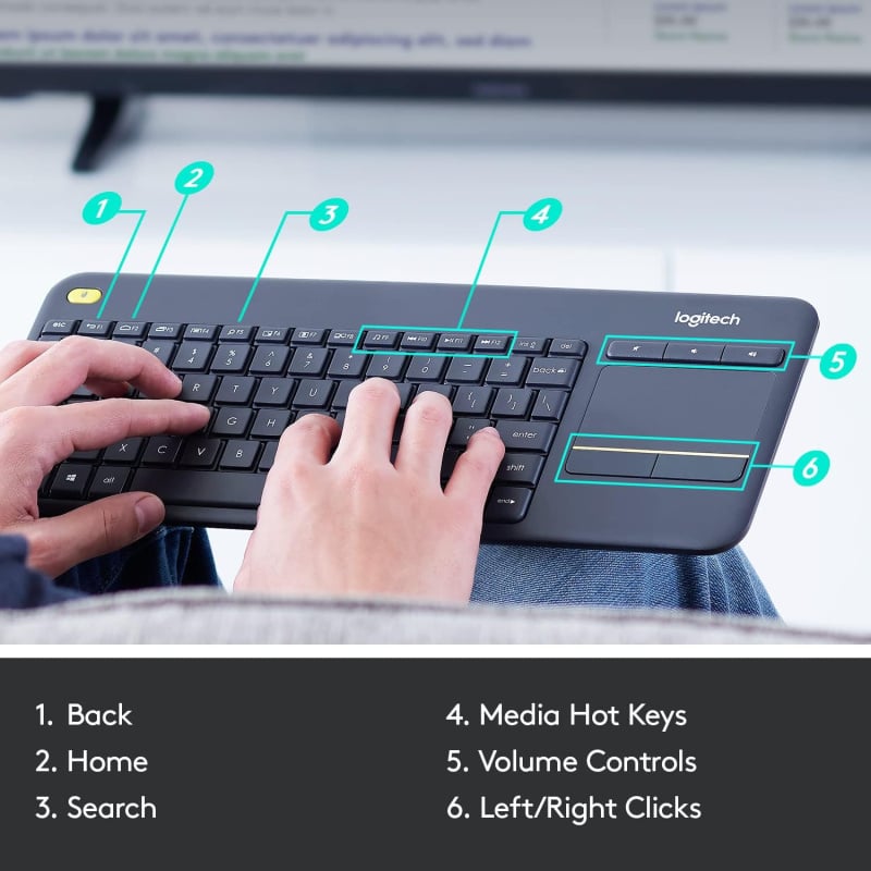 Logitech K400Plus Wireless Touch Keyboard Built-in Touchpad 無線觸控鍵盤 附中文字碼 香港行貨