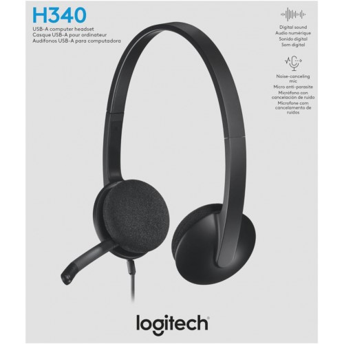 Logitech H340 USB PC Headset with Noise-Cancelling Mic 電腦耳機配備隔噪麥克風 香港行貨
