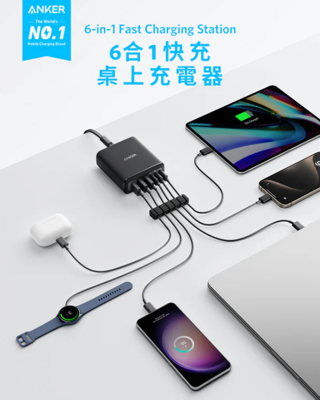 Anker Charger (112W, 6 Ports) 112W Max 6輸出桌上充電器 A2154