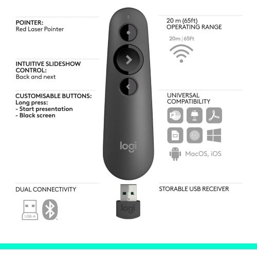 Logitech R500s Laser Presentation Remote Clicker 無線簡報遙控器與雷射筆 香港行貨