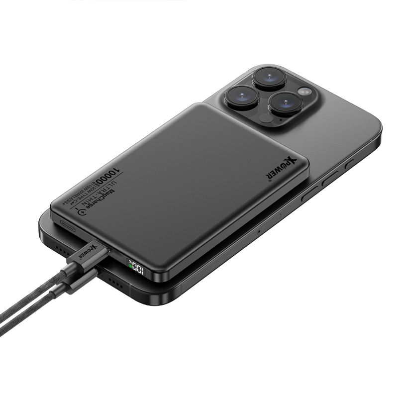 XPOWER - M10K 2合1鋁合金數顯 10000mAh PD3.0+磁吸無線外置充電器