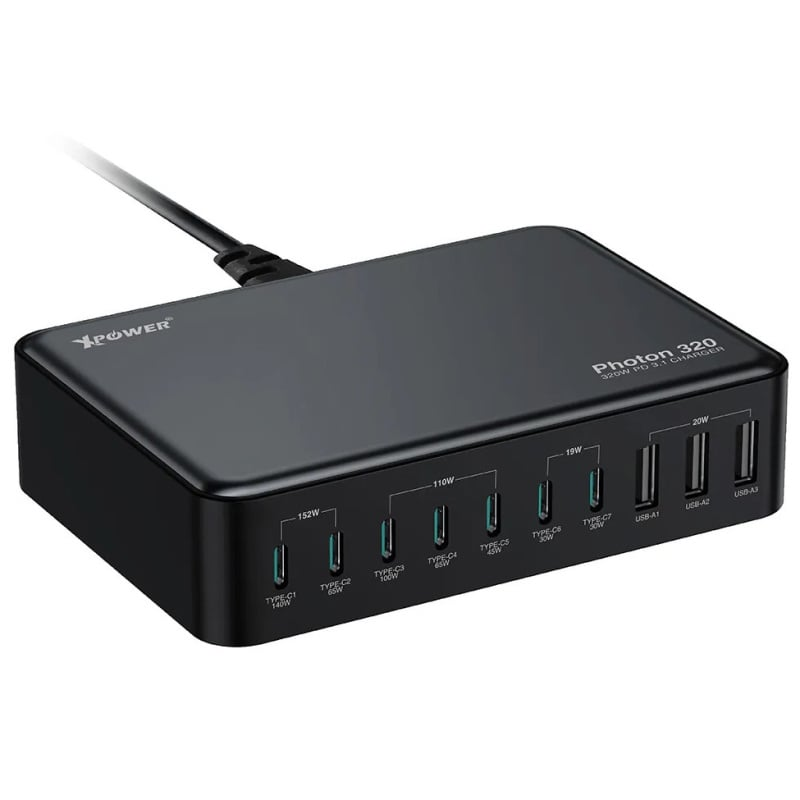 XPower Photon320 320W 10 合 1 PD3.1/PPS 桌上型快速充電器