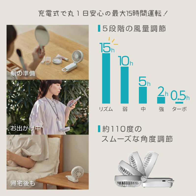 Rhythm Silky Wind Mobile 3.2 勾掛式雙扇葉摺疊手提風扇 [2025年最新款]