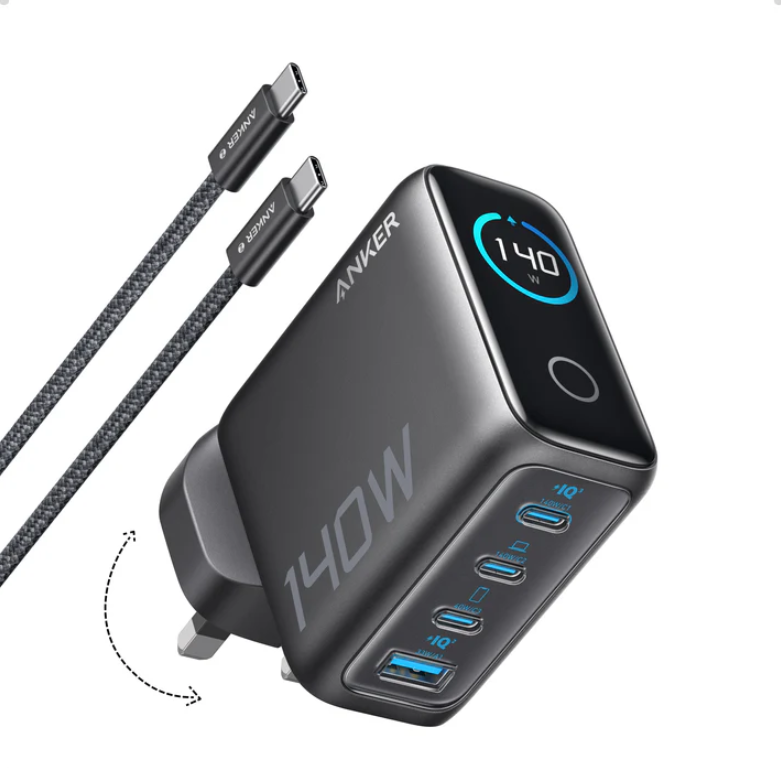 [格價至抵] Anker Charger (140W, 4-Port, PD 3.1) 4輸出牆插充電器連 USB-C 充電線 B2697【Price網上電腦節】