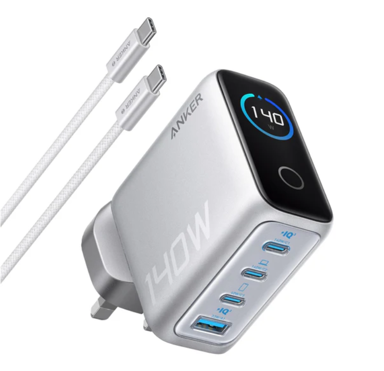 [格價至抵] Anker Charger (140W, 4-Port, PD 3.1) 4輸出牆插充電器連 USB-C 充電線 B2697【Price網上電腦節】