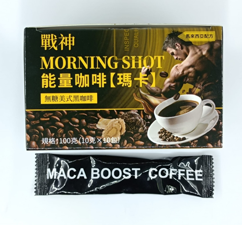 馬來西亞 - BIO-TREE - 戰神 – MORNING SHOT COFFEE 能量咖啡 MACA 瑪卡 (無糖美式黑咖啡) – 一盒/10包