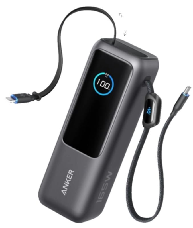 Anker Power Bank (25K, 165W, Built-in and Retractable Cables) 自帶2條USB-C快充線行動電源 25000mAh A1695