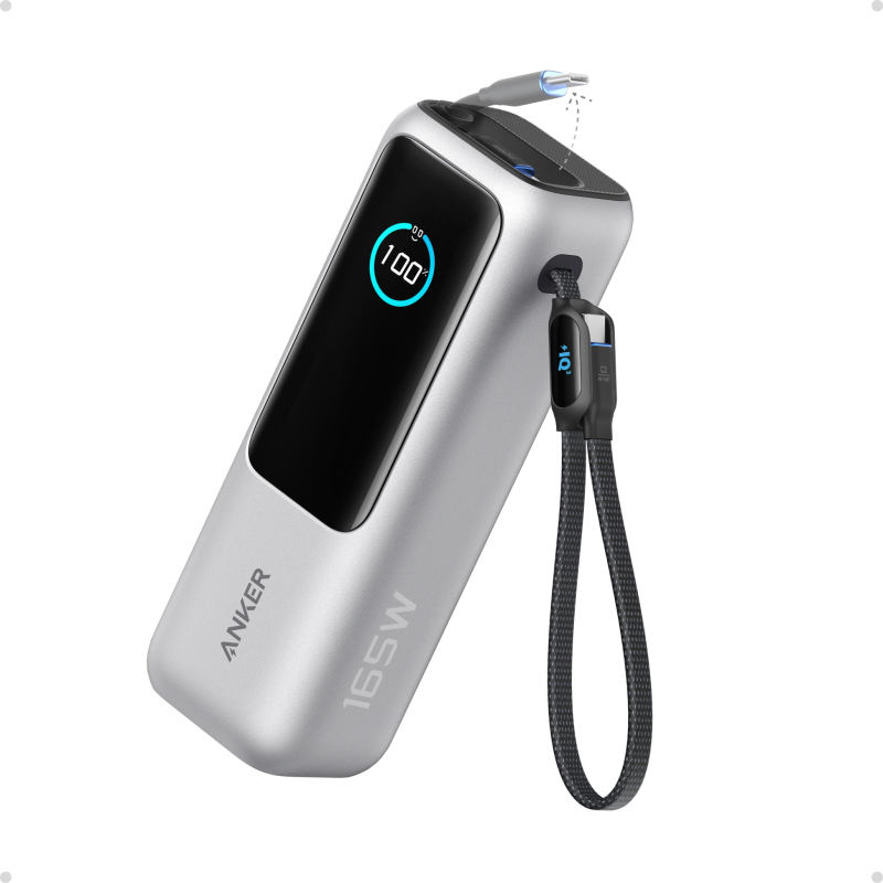 Anker Power Bank (25K, 165W, Built-in and Retractable Cables) 自帶2條USB-C快充線行動電源 25000mAh A1695