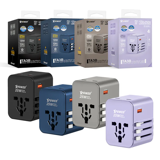 XPower TA3B 25W 4輸出 PD 3.0/PPS旅行充電器 XPower TA3B 25W 4輸出 PD 3.0/PPS旅行充電器