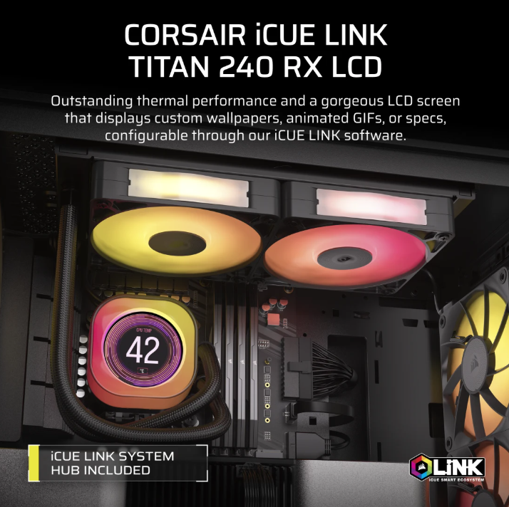 CORSAIR iCUE LINK TITAN 240 RX LCD Liquid CPU Cooler ( BLACK / WHITE )