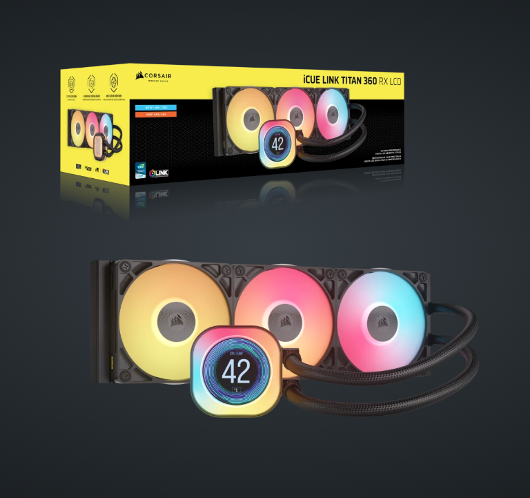CORSAIR iCUE LINK TITAN 360 RX LCD Liquid CPU Cooler ( BLACK / WHITE )