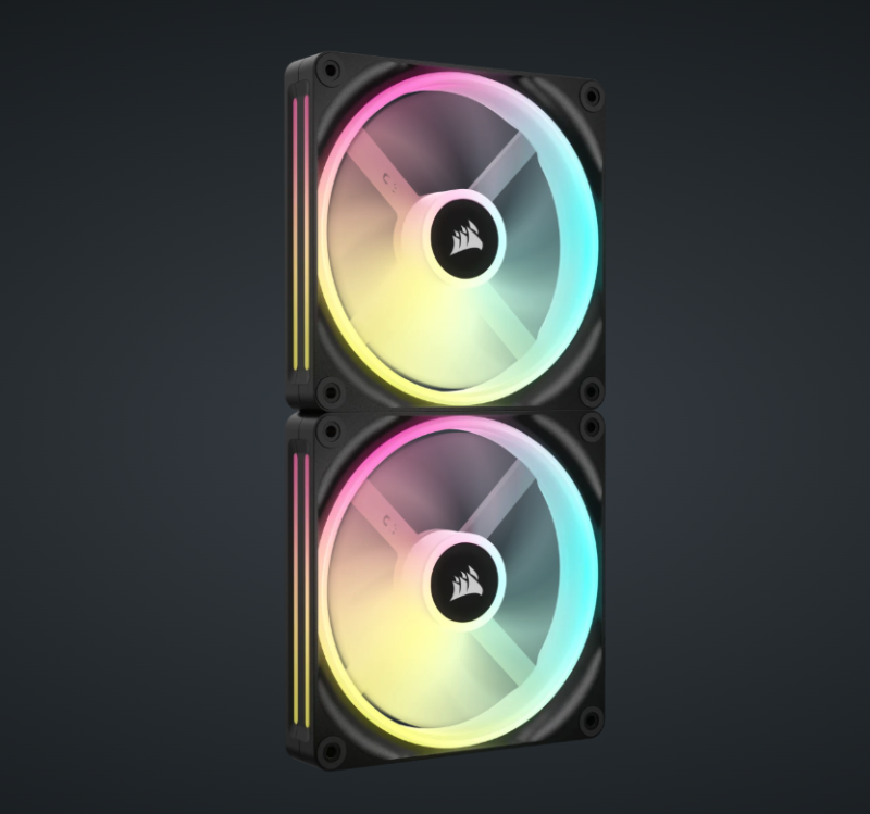 CORSAIR iCUE LINK QX140 RGB 140mm PWM PC Fans Starter Kit with iCUE LINK System Hub (Twin Pack) ( BLACK / WHITE )