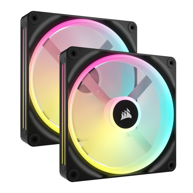 CORSAIR iCUE LINK QX140 RGB 140mm PWM PC Fans Starter Kit with iCUE LINK System Hub (Twin Pack) ( BLACK / WHITE )