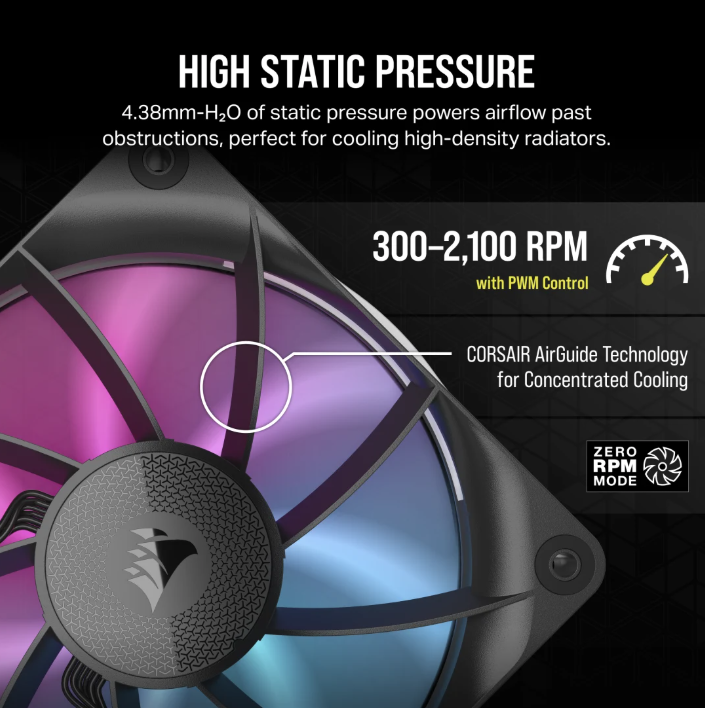 CORSAIR iCUE LINK RX120 RGB 120mm PWM Fan Triple Starter Kit (Triple Pack) ( BLACK / WHITE )