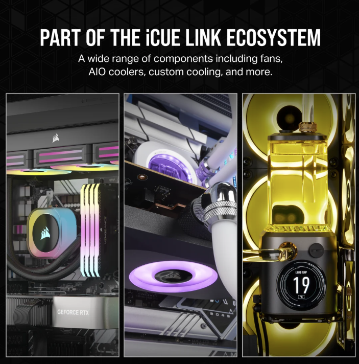 CORSAIR iCUE LINK RX120 RGB 120mm PWM Fan Triple Starter Kit (Triple Pack) ( BLACK / WHITE )