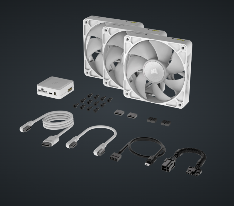 CORSAIR iCUE LINK RX120 RGB 120mm PWM Fan Triple Starter Kit (Triple Pack) ( BLACK / WHITE )