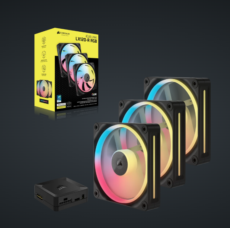 CORSAIR iCUE LINK LX120-R RGB 120mm PWM [反向] Fans Starter Kit (Triple Pack) ( BLACK / WHITE )