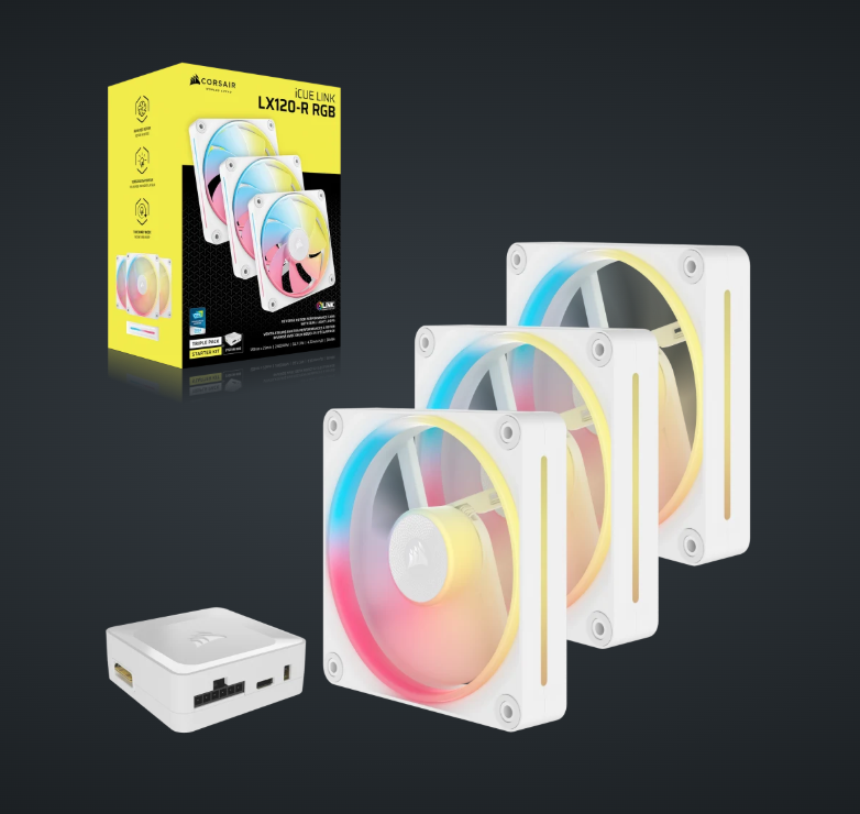 CORSAIR iCUE LINK LX120-R RGB 120mm PWM [反向] Fans Starter Kit (Triple Pack) ( BLACK / WHITE )
