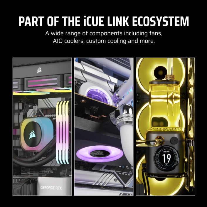 CORSAIR iCUE LINK LX120-R RGB 120mm PWM [反向] Fans Starter Kit (Triple Pack) ( BLACK / WHITE )