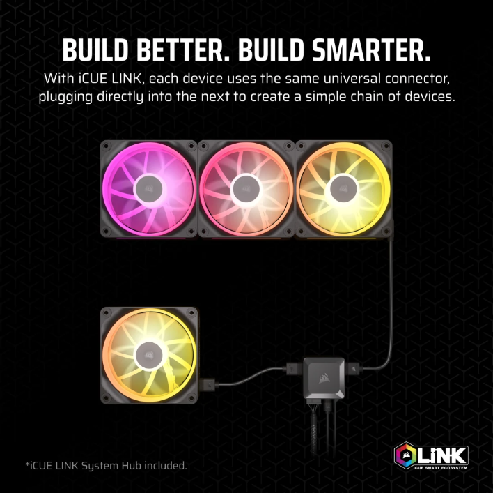 CORSAIR iCUE LINK LX120 RGB 120mm PWM Fans Starter Kit (Triple Pack) ( BLACK / WHITE )