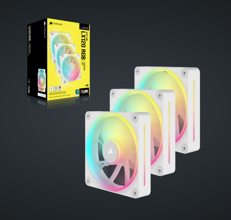 CORSAIR iCUE LINK LX120 RGB 120mm PWM Fans Starter Kit (Triple Pack) ( BLACK / WHITE )