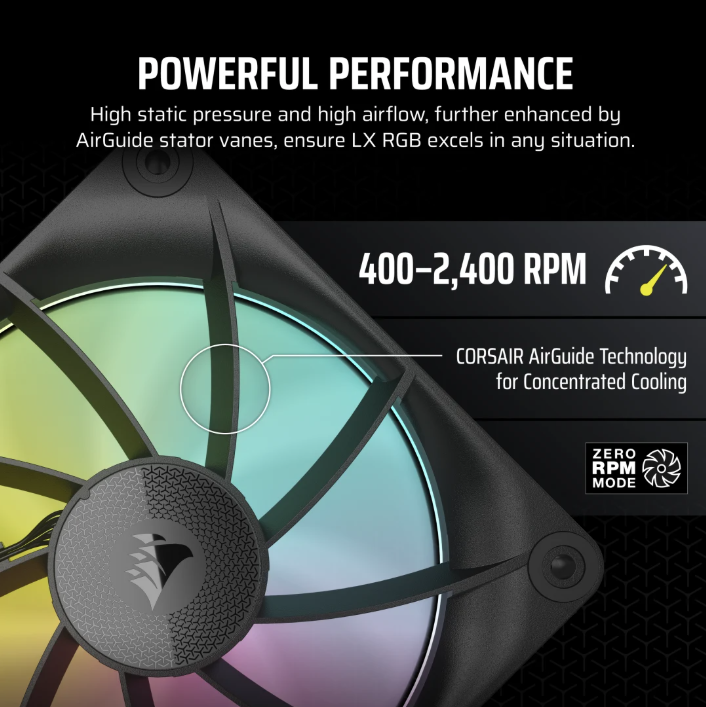 CORSAIR iCUE LINK LX120 RGB 120mm PWM Fans Starter Kit (Triple Pack) ( BLACK / WHITE )