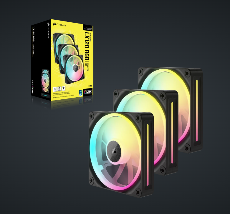 CORSAIR iCUE LINK LX120 RGB 120mm PWM Fans Starter Kit (Triple Pack) ( BLACK / WHITE )