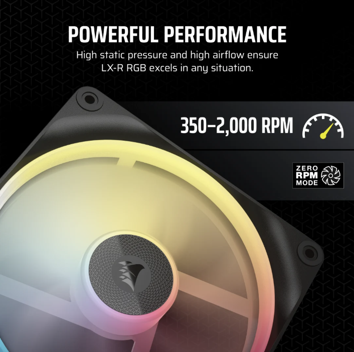 CORSAIR iCUE LINK LX140-R RGB 140mm PWM [反向] Fans Starter Kit (Twin Pack) ( BLACK / WHITE )