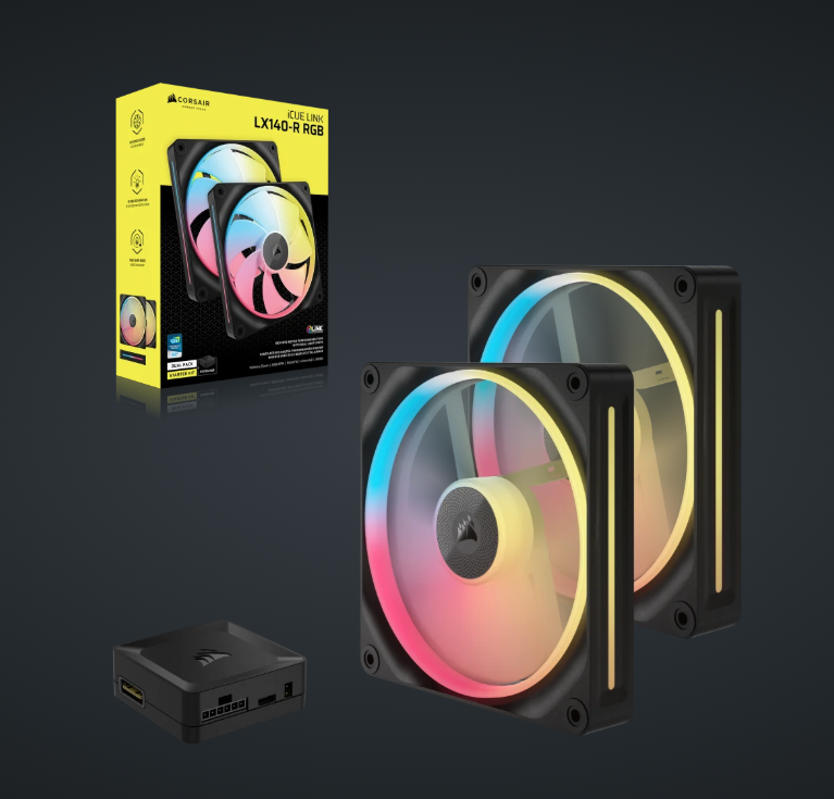 CORSAIR iCUE LINK LX140-R RGB 140mm PWM [反向] Fans Starter Kit (Twin Pack) ( BLACK / WHITE )