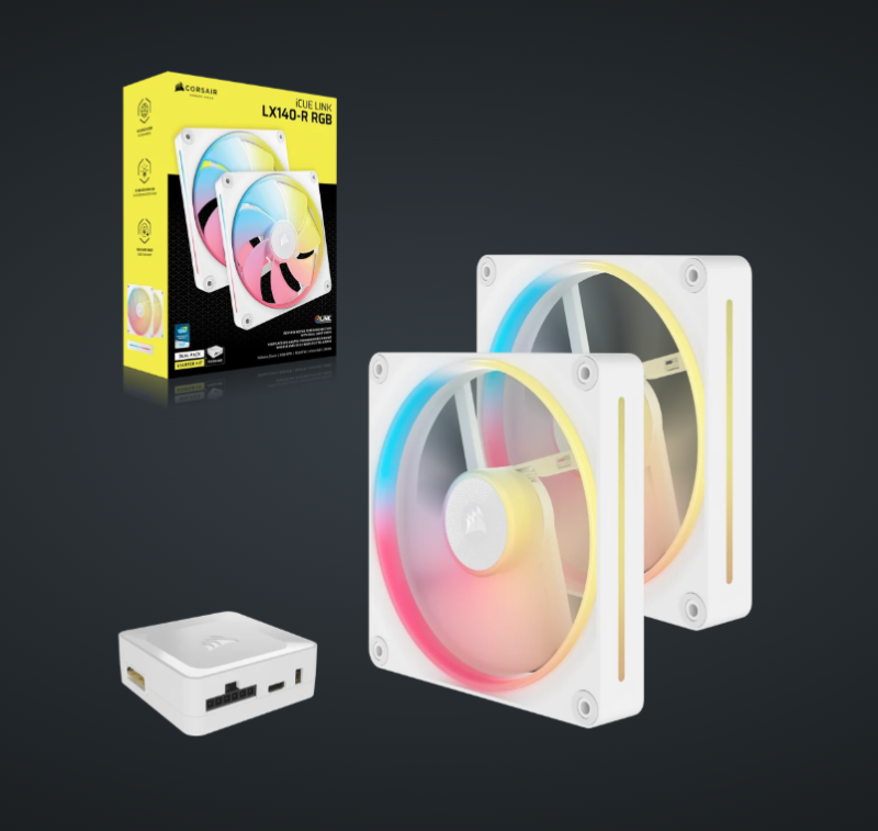 CORSAIR iCUE LINK LX140-R RGB 140mm PWM [反向] Fans Starter Kit (Twin Pack) ( BLACK / WHITE )