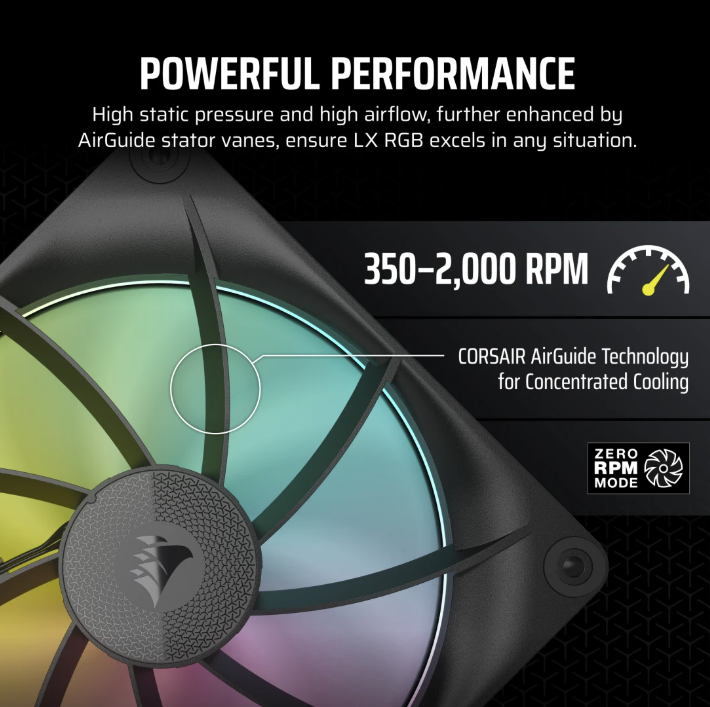 CORSAIR iCUE LINK LX140-R RGB 140mm PWM Fans Starter Kit (Twin Pack) ( BLACK / WHITE )