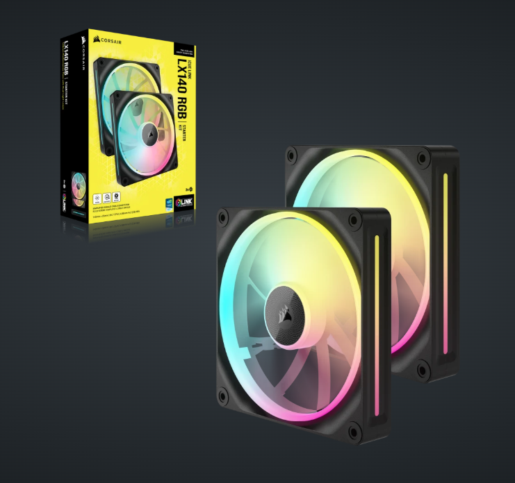 CORSAIR iCUE LINK LX140-R RGB 140mm PWM Fans Starter Kit (Twin Pack) ( BLACK / WHITE )
