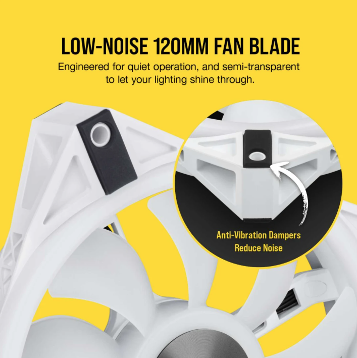 CORSAIR iCUE QL120 RGB 120mm PWM White Fan — Triple Fan Kit with Lighting Node CORE (Triple Pack) ( WHITE )