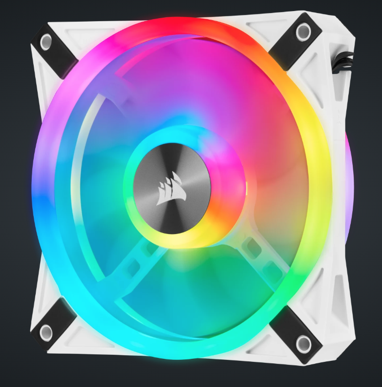 CORSAIR iCUE QL120 RGB 120mm PWM White Fan — Triple Fan Kit with Lighting Node CORE (Triple Pack) ( WHITE )