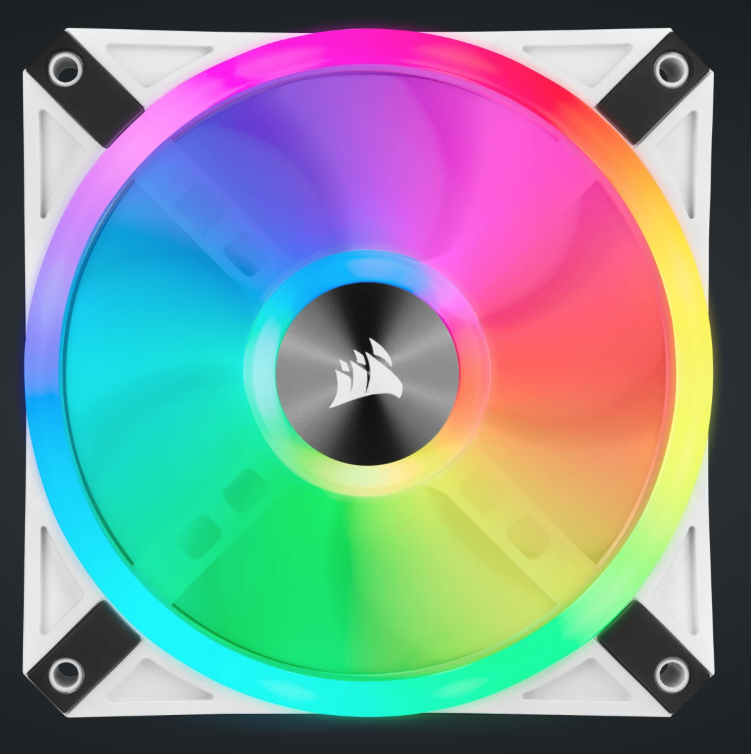 CORSAIR iCUE QL120 RGB 120mm PWM White Fan — Triple Fan Kit with Lighting Node CORE (Triple Pack) ( WHITE )