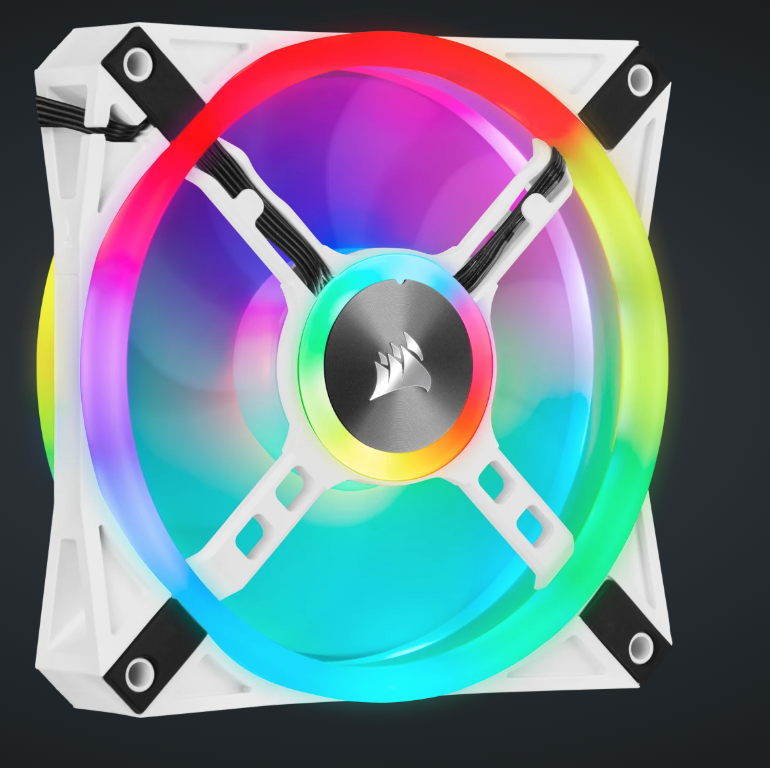 CORSAIR iCUE QL120 RGB 120mm PWM White Fan — Triple Fan Kit with Lighting Node CORE (Triple Pack) ( WHITE )