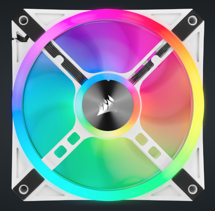 CORSAIR iCUE QL120 RGB 120mm PWM White Fan — Triple Fan Kit with Lighting Node CORE (Triple Pack) ( WHITE )
