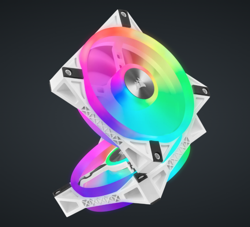 CORSAIR iCUE QL120 RGB 120mm PWM White Fan — Triple Fan Kit with Lighting Node CORE (Triple Pack) ( WHITE )