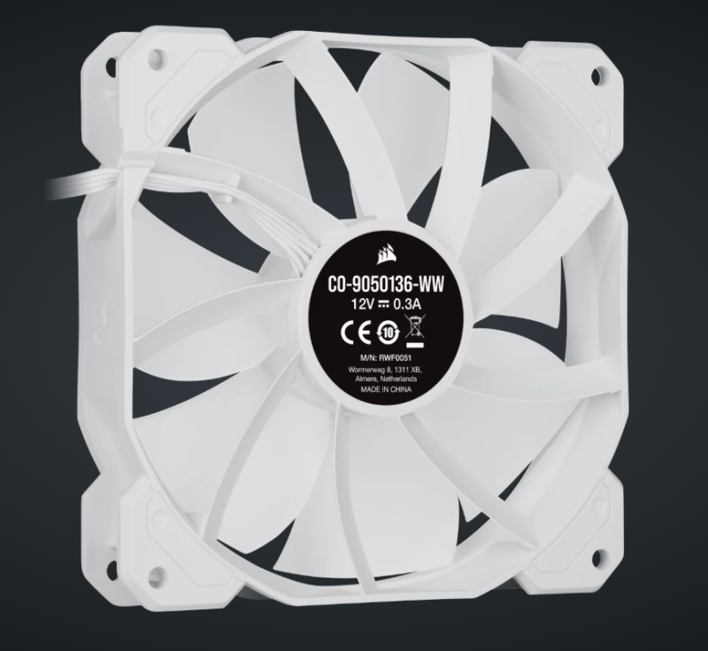CORSAIR iCUE SP120 RGB ELITE Performance 120mm White PWM Fan — Triple Pack with Lighting Node CORE (Triple Pack) ( WHITE )