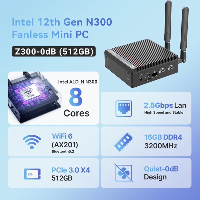 Minix Z300-0dB Fanless Mini PC