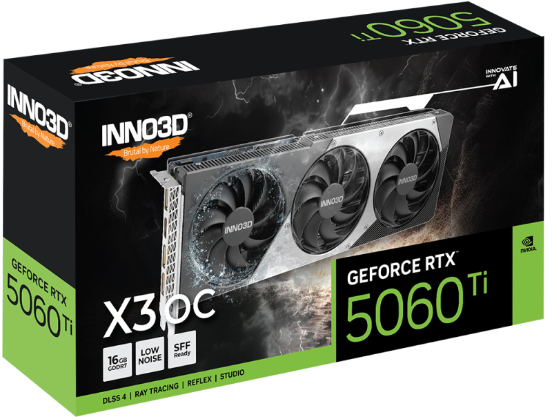 INNO3D GeForce RTX™ 5060 Ti 16GB X3 OC ( 2 - SLOT )  [現金/轉數快優惠 $6480]