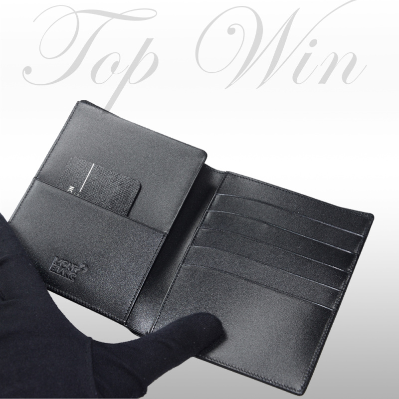 萬寶龍大班折疊款黑色皮革銀包  平行進口