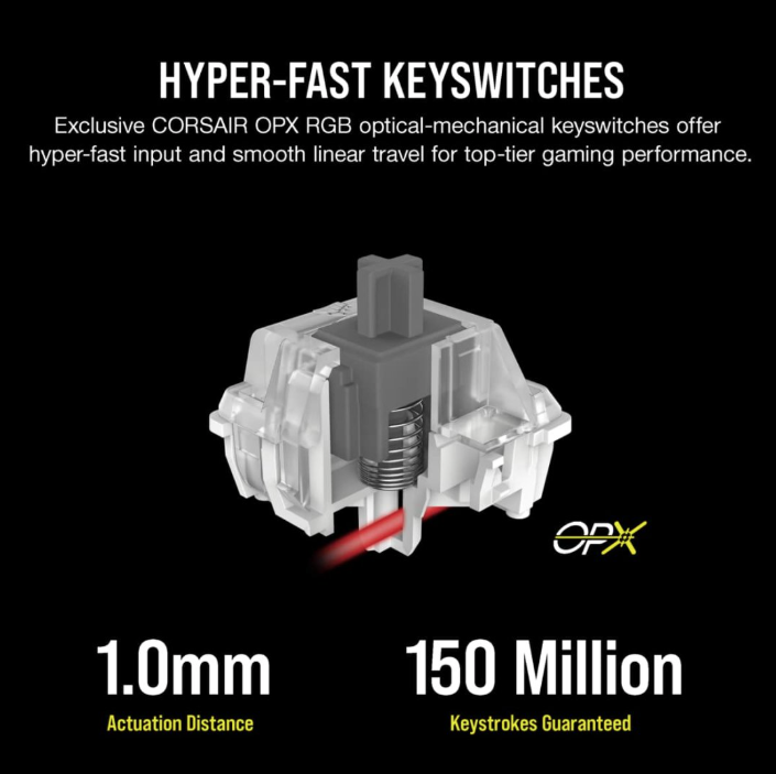 Corsair K60 PRO TKL RGB Tenkeyless Optical-Mechanical Gaming Keyboard ( BLACK / WHITE )