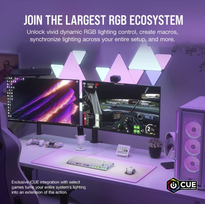 Corsair K60 PRO TKL RGB Tenkeyless Optical-Mechanical Gaming Keyboard ( BLACK / WHITE )